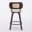 Tabouret de bar 26 po en similicuir à hauteur de comptoir avec dossier noyer et pieds en bois cintré-1646283771