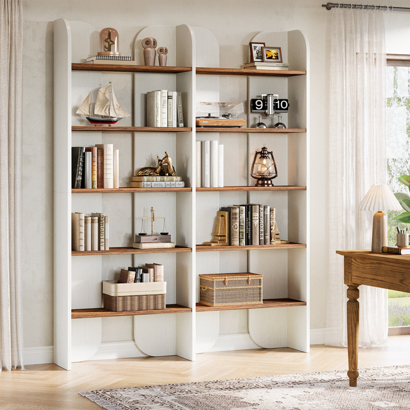 70.87-Inch Tall Bookcase with Open Shelves, 2, White