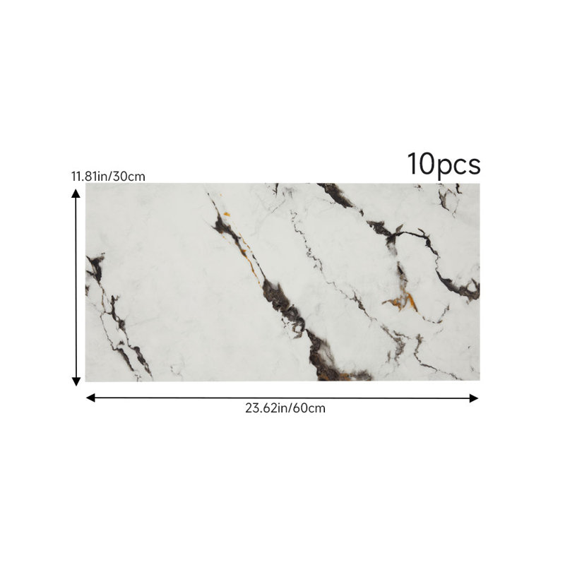 Polyvinyl Chloride (PVC) Peel and Stick Field Tile, 30 cm x 60 cm, Cream/Black/Brown