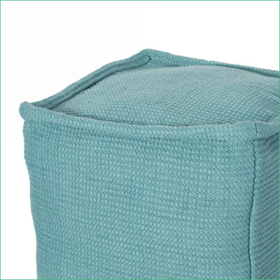 Repose-pieds pouf carré polyvalent pour le salon et amp; Chambre à coucher | Bleu sarcelle | Coton