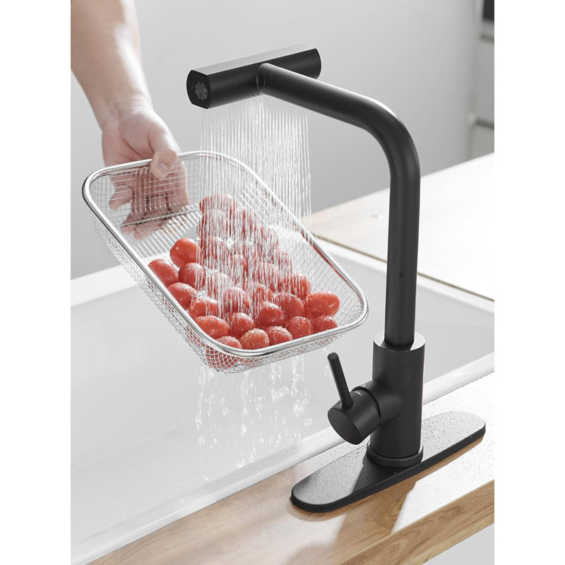 Kitchen Faucets With Pull Down Sprayer,Waterfall Kitchen Sink Faucet,Commercial Utility Stainless Steel Kitchen Faucets,Single Handle Kitchen Sink Faucet With Pull Down Sprayer For 3 Function