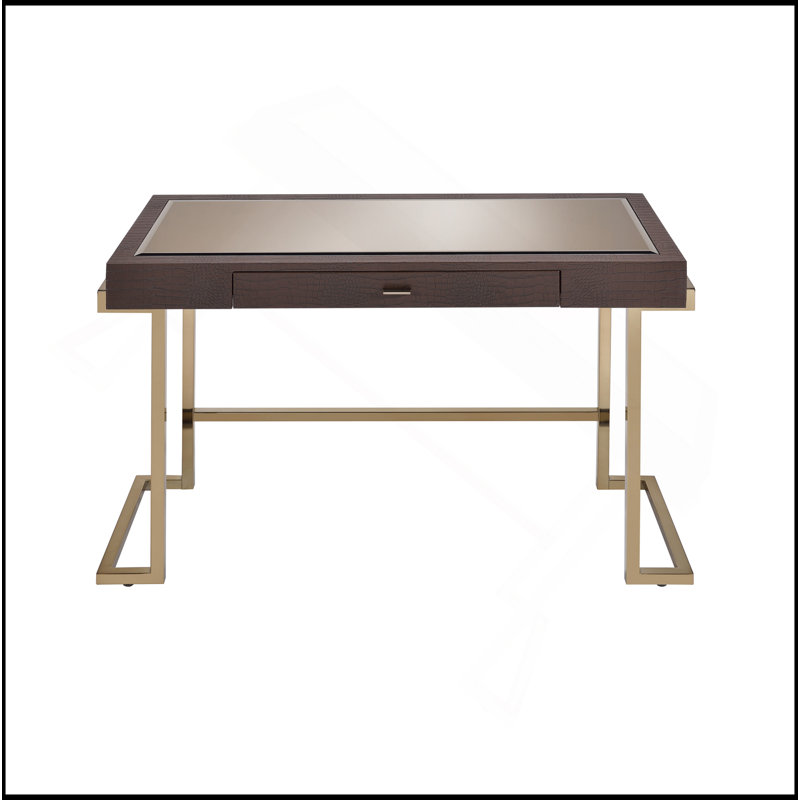 Table de bureau espresso et champagne