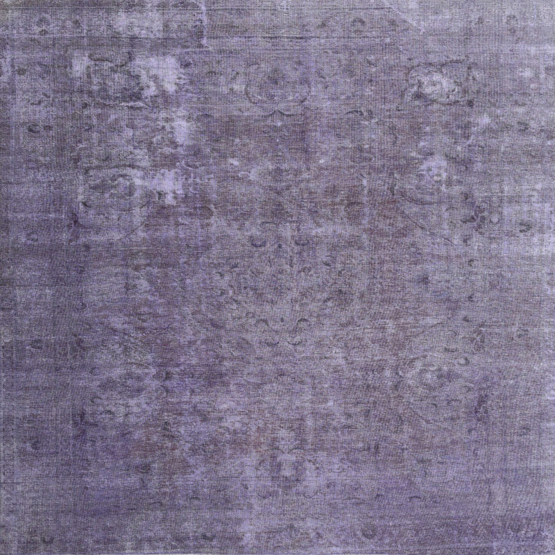 Tapis en violet/gris contemporain, Carré 6 pi