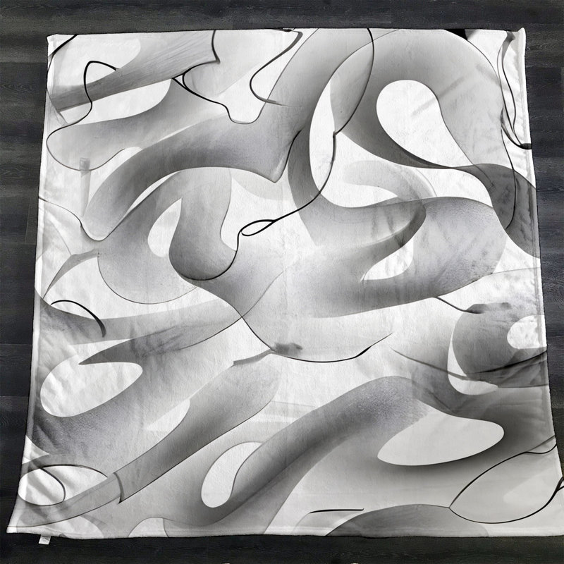 Throw Blanket, 51" W x 60" L, Marble/Abstract, Light Gray/White
