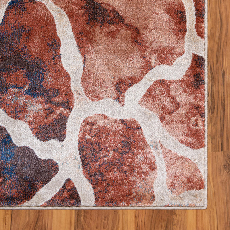 Tapis contemporain contemporain de couleur brique, Tapis de couloir 2 pi x 7 pi 1 po