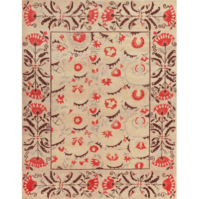 Valhalla Wool Oriental Area Rug in Tan/Red/Brown
