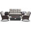 Ensemble de conversation d'extérieur en osier 5 pièces avec chaises berçantes et foyer séparé Esquer-2048616656-2048616684