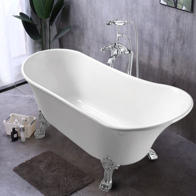 Baignoire de trempage autoportante en acrylique 63 po x 28 po