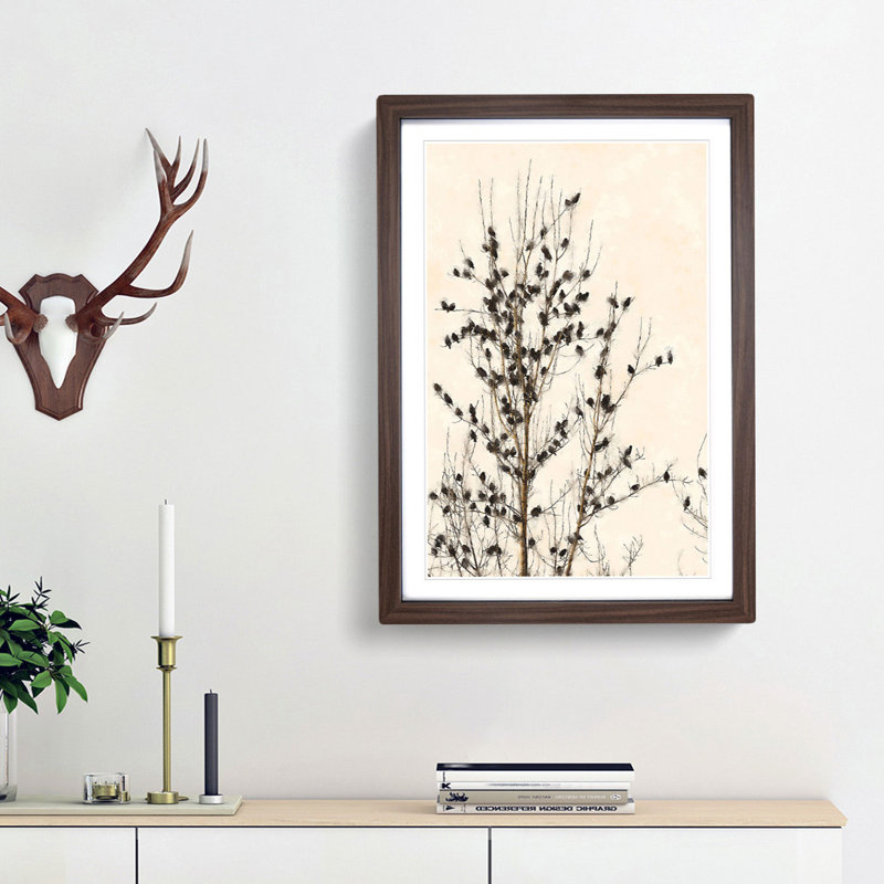 Birds in the Tree - Picture Frame Graphic Art Print, Walnut Framed, 63cm H x 45cm W x 2cm D