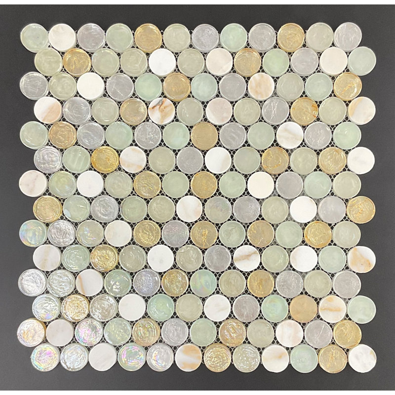 Carreaux de mosaïque en verre et marbre 1 po