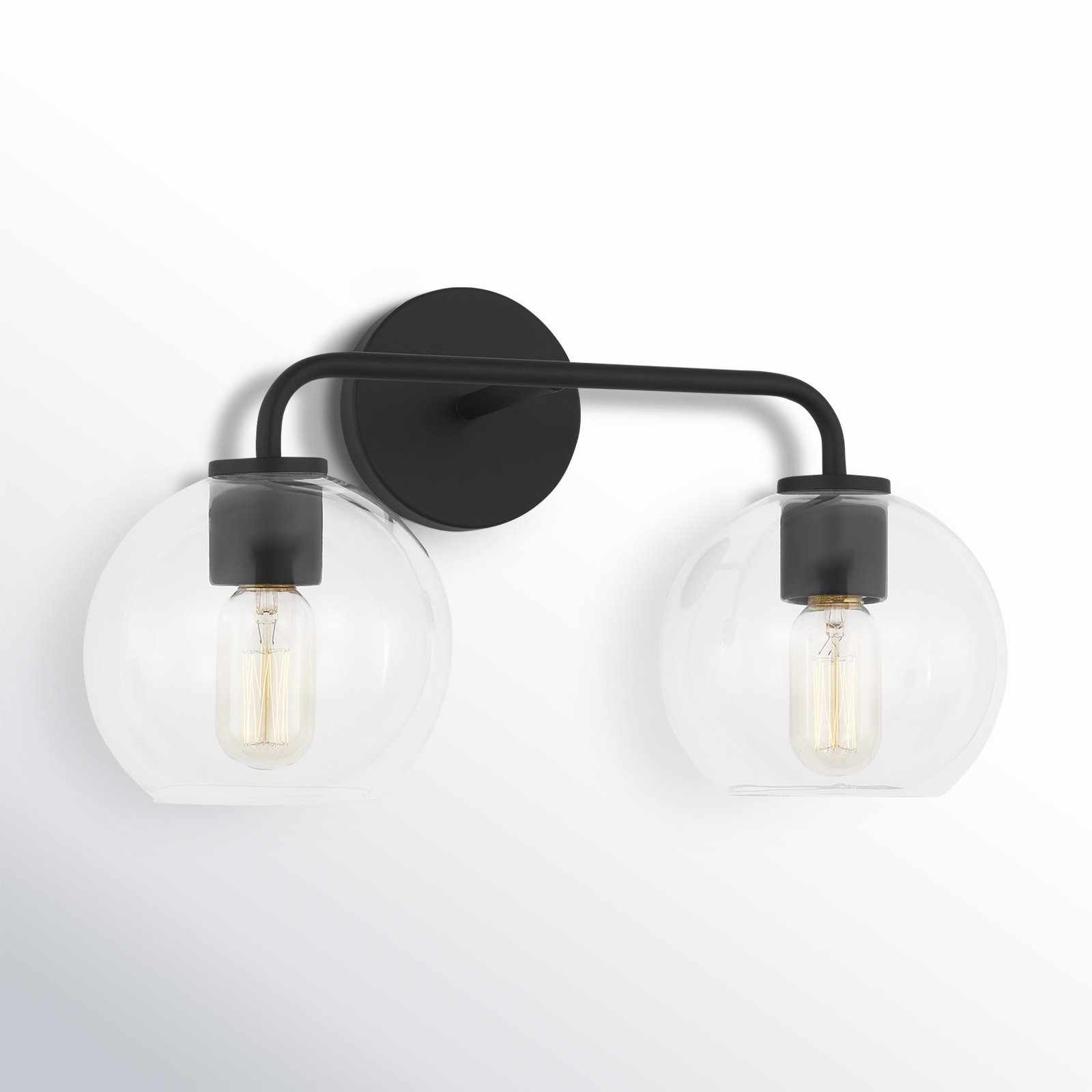 Childerley 2-Light Vanity Light, Midnight Black, Clear