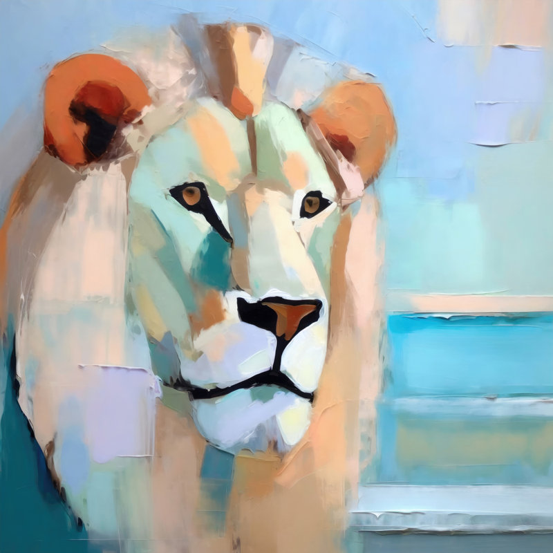 "Lion" sur toile, H 32 po x l 26 po