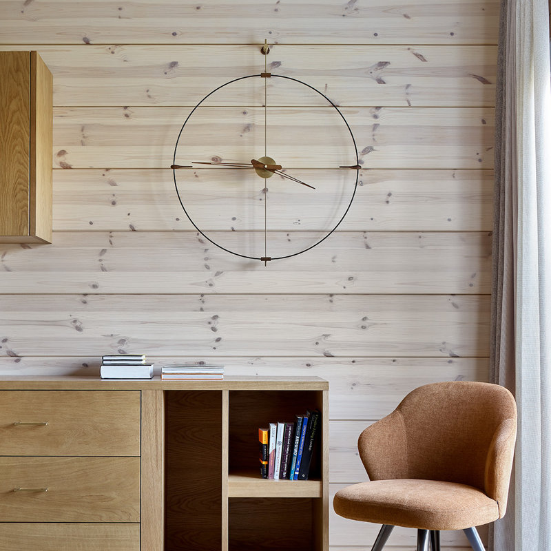 Mini Bilbao Analog Wall Clock, Brass/Walnut