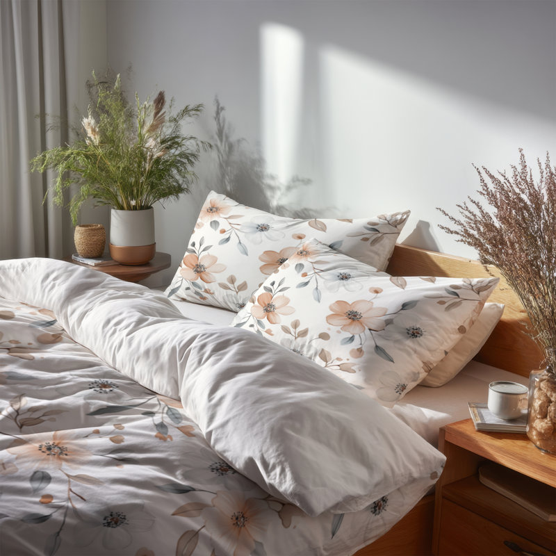 Ensemble de housse de couette et coussin décoratif Floral, Housse de couette très grand et 2 très grandes t
