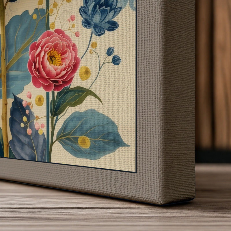 Dahlia Dreams Botanical - Wrapped Canvas, 24x16 - 61.0 x 40.6 cm, Taupe Border