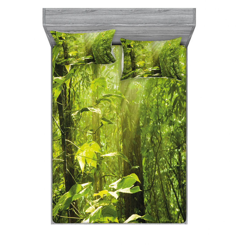 Microfiber Floral Sheet Set, Full/Double Sheet Set with Fitted Sheet