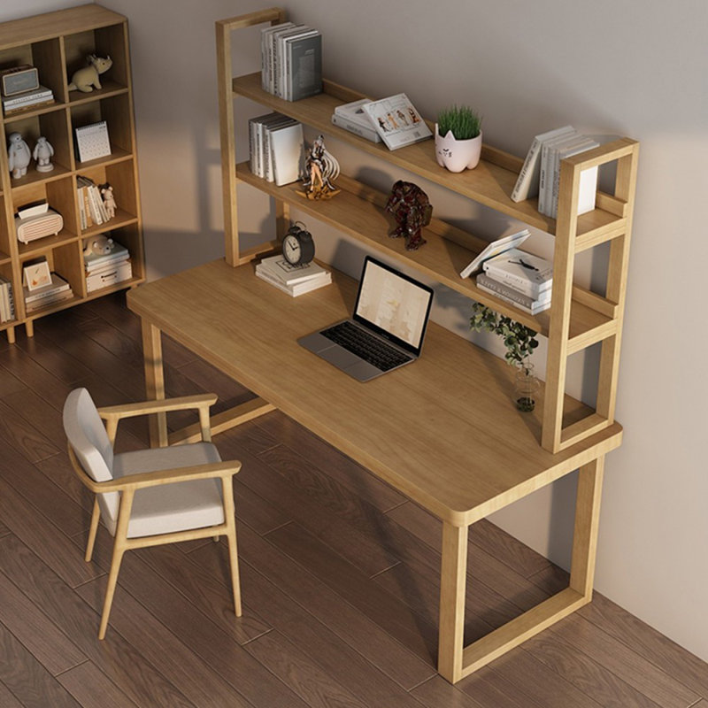86.61" Burlywood Rectangular Solid Wood Office Sets