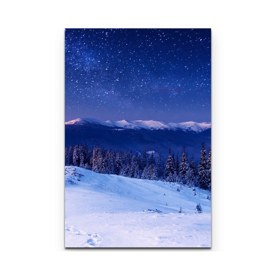 Leinwandbild Winterlandschaft bei Nacht