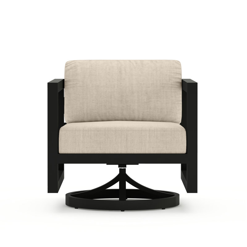 Avion 3 Piece Loveseat Set With Swivel, Slate, Canvas Flax Sunbrella® Canvas