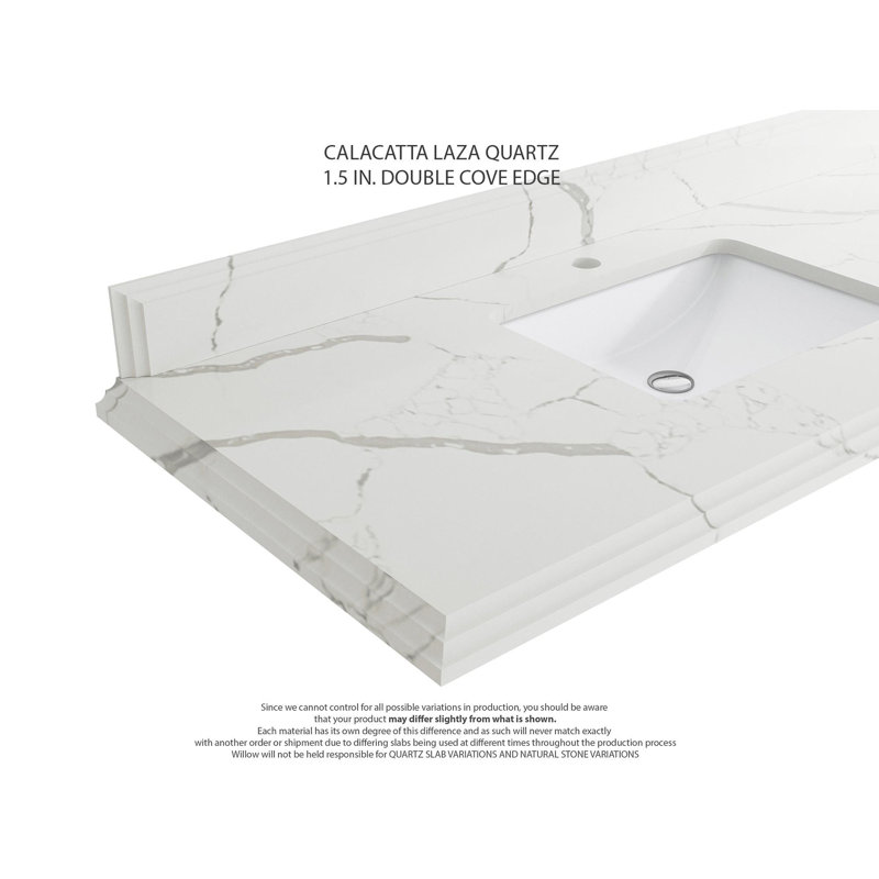 Meuble-lavabo simple 42 po avec plateau en quartz Nekaya, Calacatta Laza