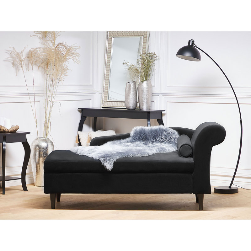 Jahiem Velvet Chaise Lounge, Black