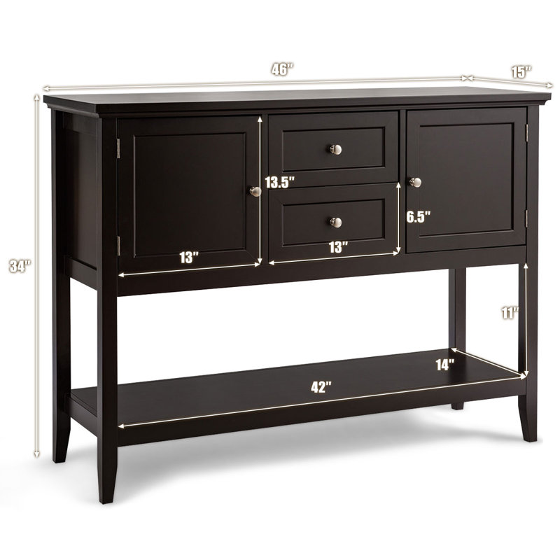 Buffet Red Barrel Studio® avec 2 tiroirs de rangement et 2 armoires, Café