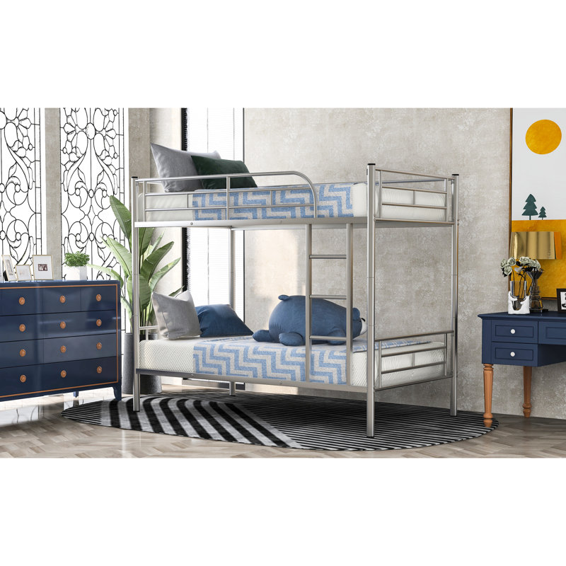 Silver Twin Over Metal Bed Bunk - Construction, Coating, Space Management Method In Stable Structure, Utilization