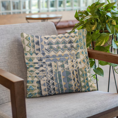 Pyramids Geometric Outdoor Reversible Throw Pillow
