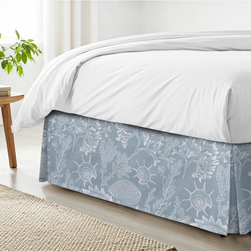 Jupe de lit en coton Shellabrate, 18", Lit simple, Bleu 