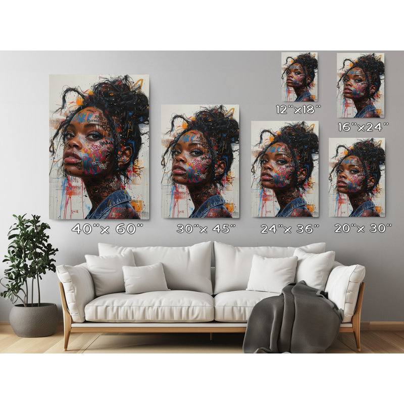 «Woman Adorned with Wild Graffiti», impression sur toile, décoration murale moderne pour la maison et le bureau