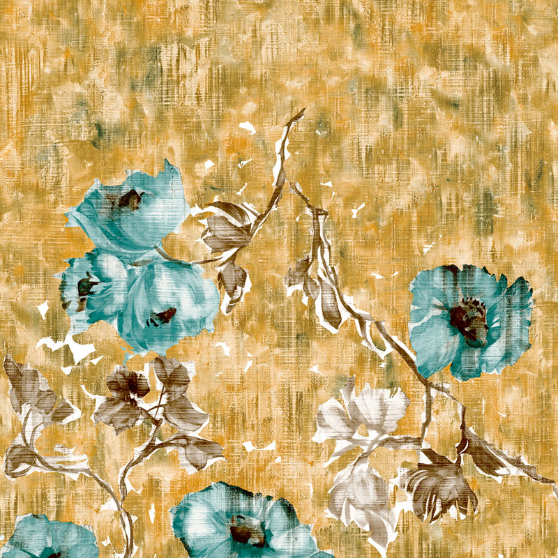 Julie Feels Home Collection Glitter/Shimmer Large Petunia Flowers Wallpaper Roll, Petrol Honey, 27.5'' W x 27.8' L