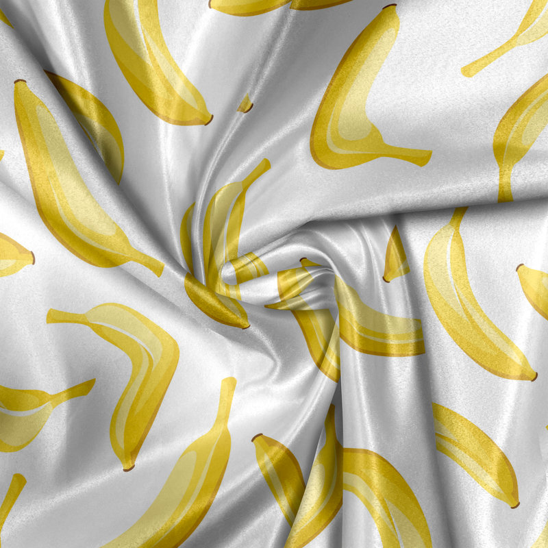 Rustic curtain, cartoon banana, yellow and white