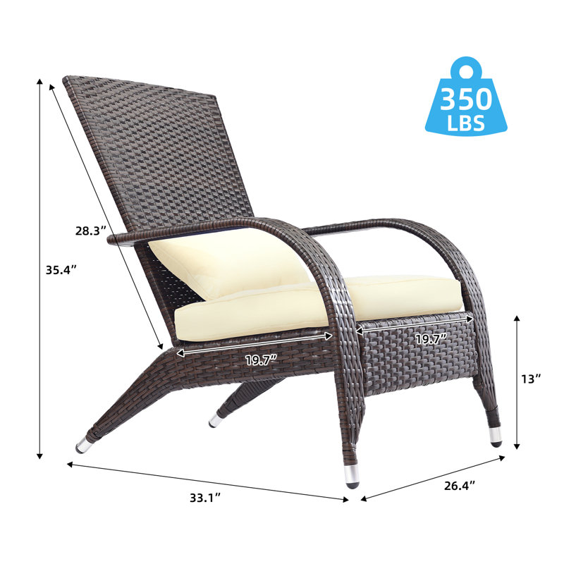 Jayleeana Wicker Outdoor Adirondack Chair, Brown Frame/Cream Cushion