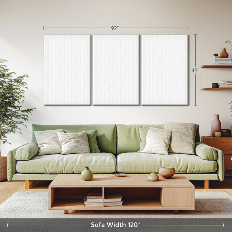 Simple Abstract Multi Piece Canvas Print, 45" H x 92" W