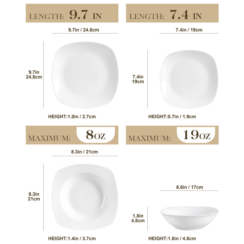 Elisa Piece Ceramic Dinnerware Set - Service for 12