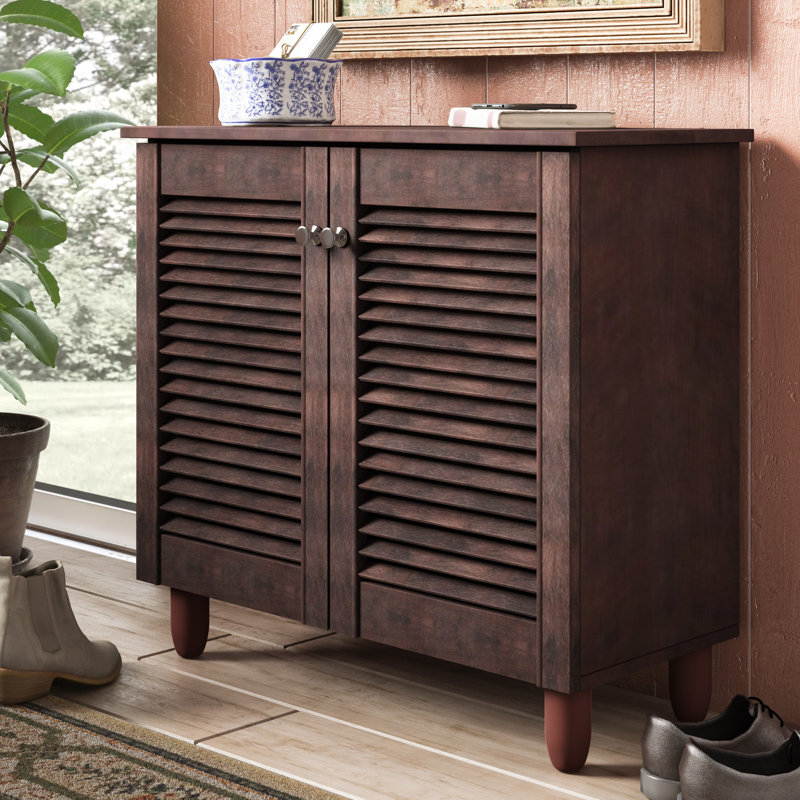 Morgan 9 Pair Shoe Storage Cabinet, Dark Oak