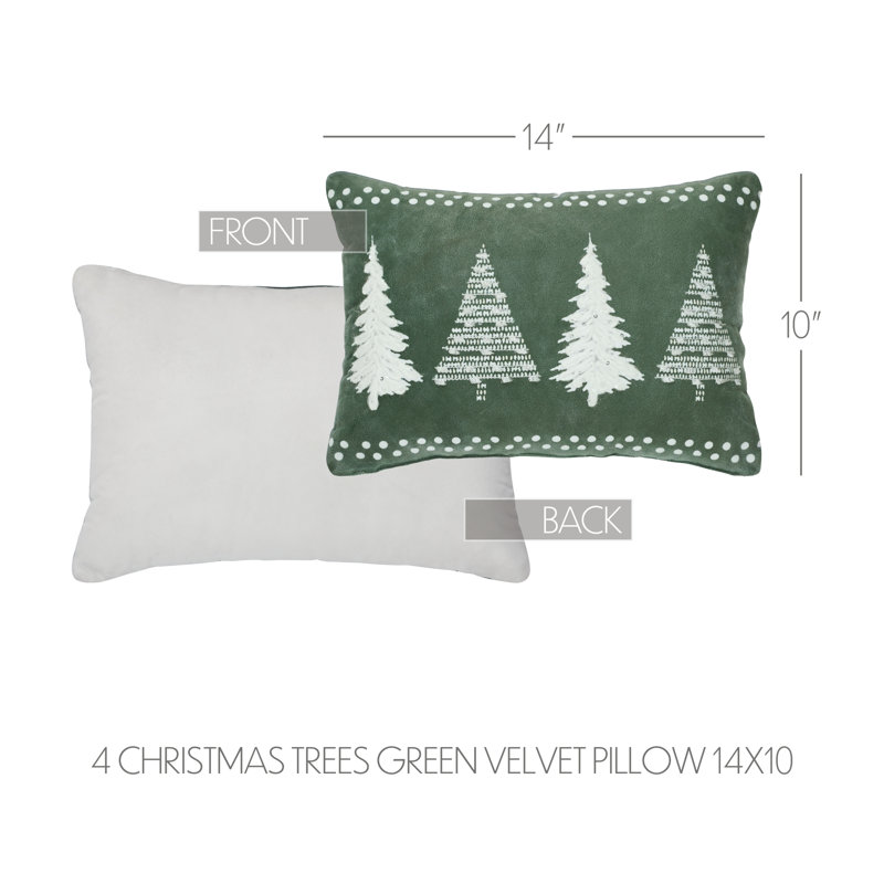 Higher Glory 4 Christmas Trees Green Velvet Pillow 14x10