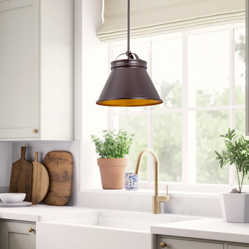 Bartonville 1-Light 13"Dia. Cone Pendant in Brass