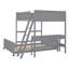 Lit double superposé au dessus d'un lit double avec bureau, gris