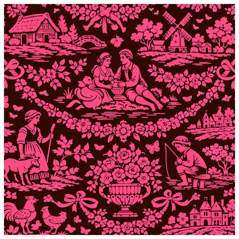Pastoral Toile Pattern Blankets, 50in W x 60in H