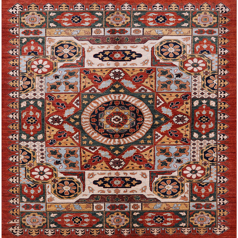 Tapis de style oriental rouge, Carré 3 pi