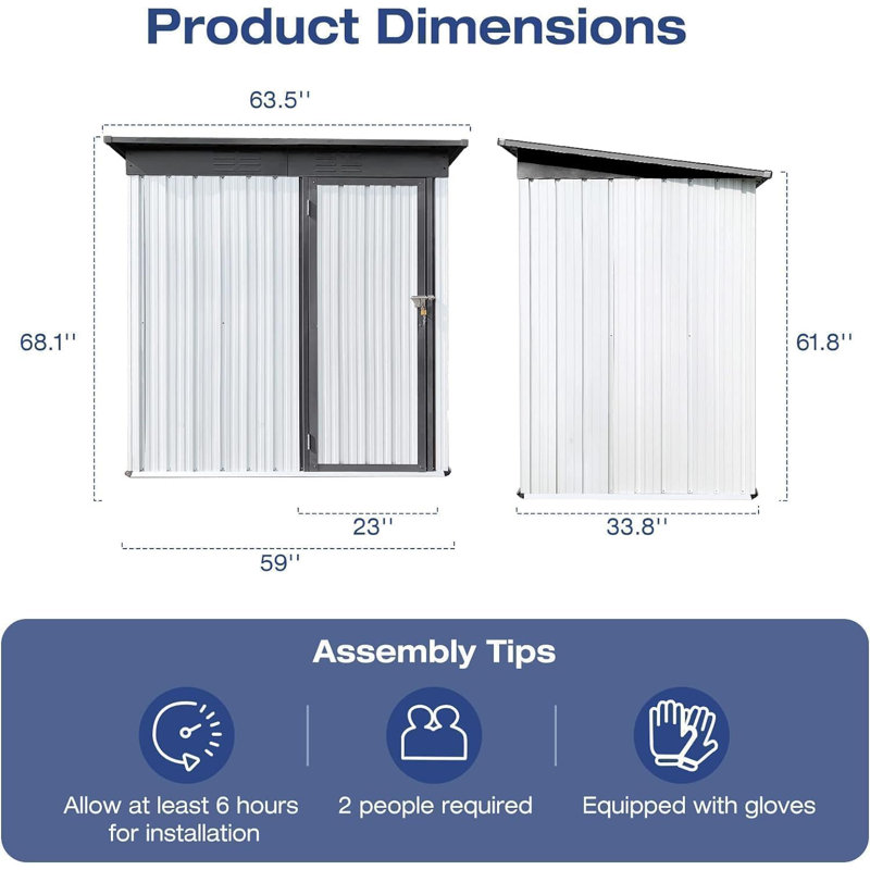5 ft x 3 ft Metal Storage Shed