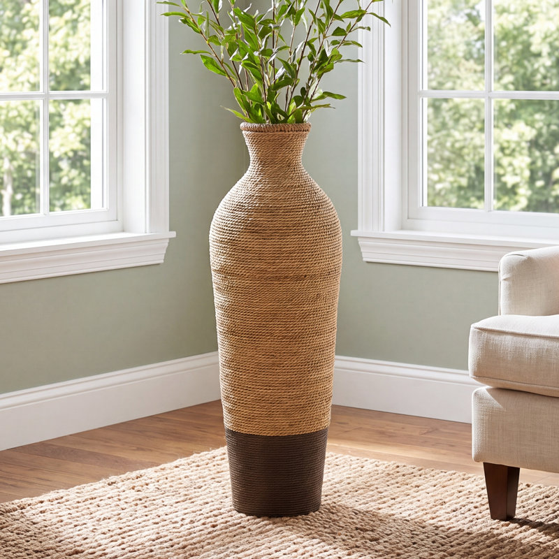 Wolton Brown/Dark Brown Seagrass Table Vase, 33.05" H x 11" W x 10.95" D