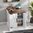 Farmhouse End Table With Charging Station, An Adjustable Shelf And Black Handles And Hinges-2047608715