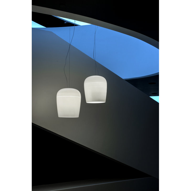 Tiara 1 - Light Matt White LED Single Pendant, Glossy White, 200cm H x 36cm W x 36cm D, No