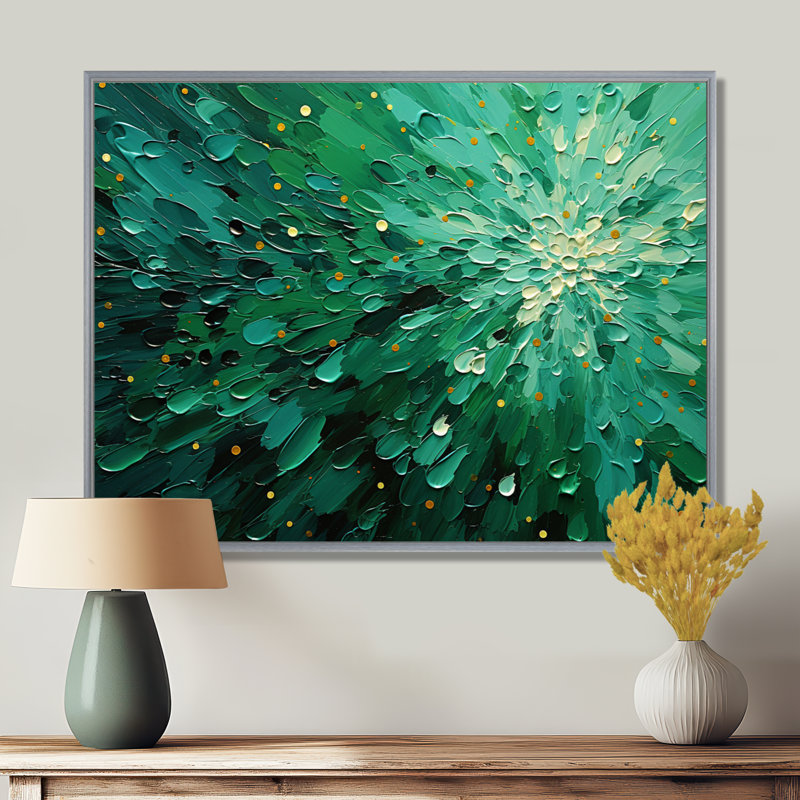 Décoration murale Emerald Euphoria II - Paysages abstraits, Reproduction avec cadre flottant, H 16 po x l 32 po