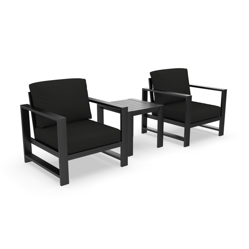 Dulcie 2-Person Seating Set with Sunbrella® Cushions, Canvas Black Sunbrella® Canvas