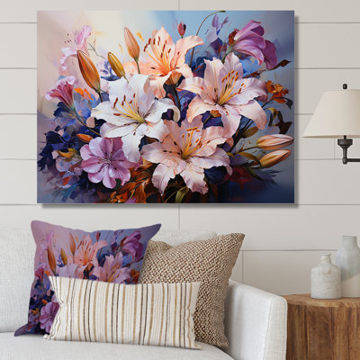«Pink and White Lilies Country Charm» sur impression sur toile