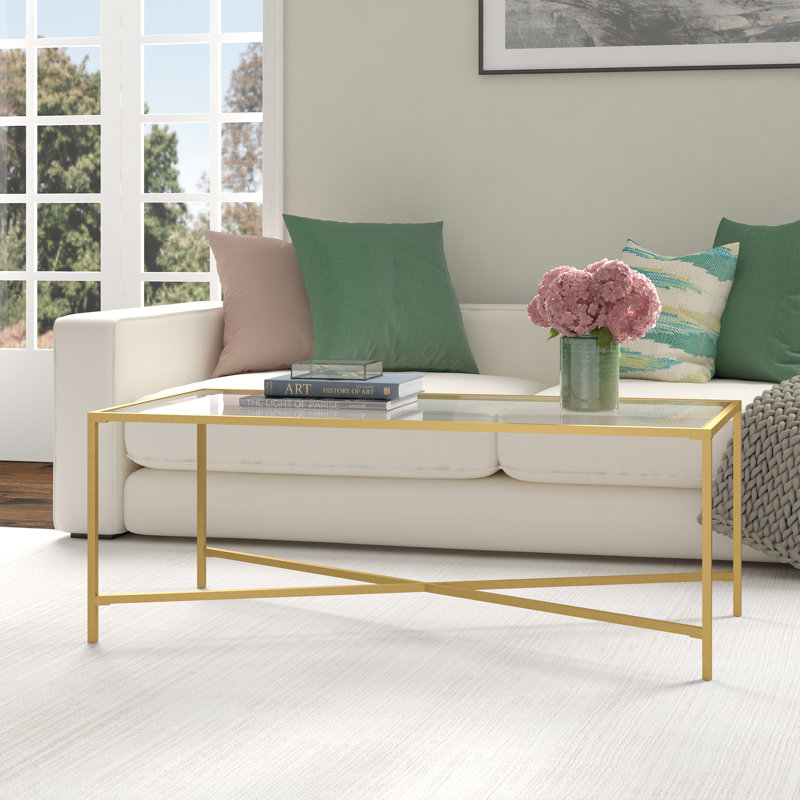 Cross Legs Coffee Table, Brass