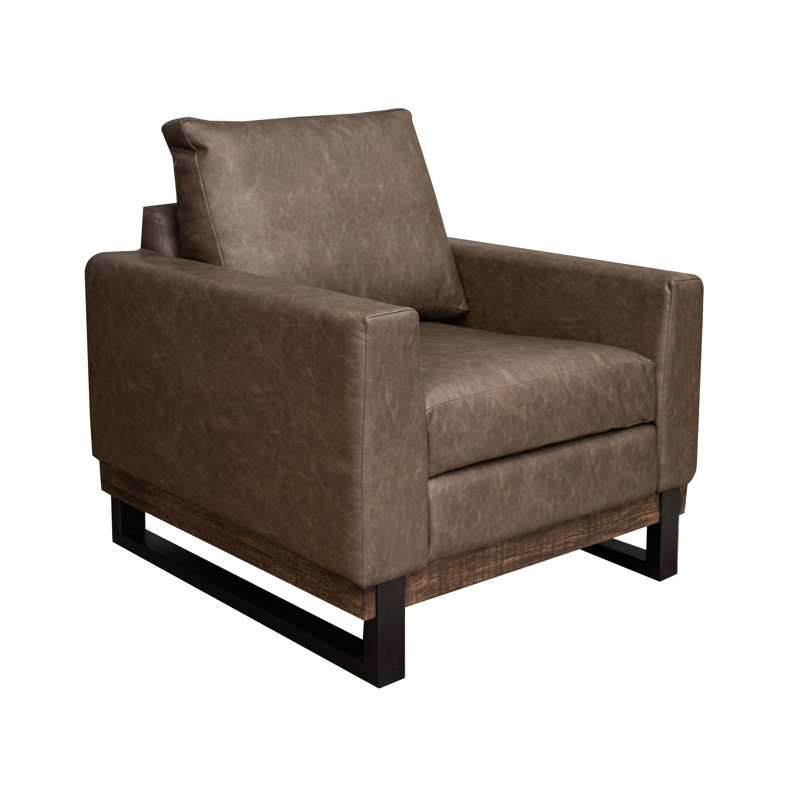 Chaise avec accoudoirs en métal et bois Blackburn, Similicuir hickory